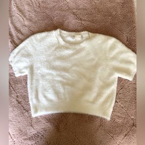 Altar’d State white and cropped fuzzy tee.